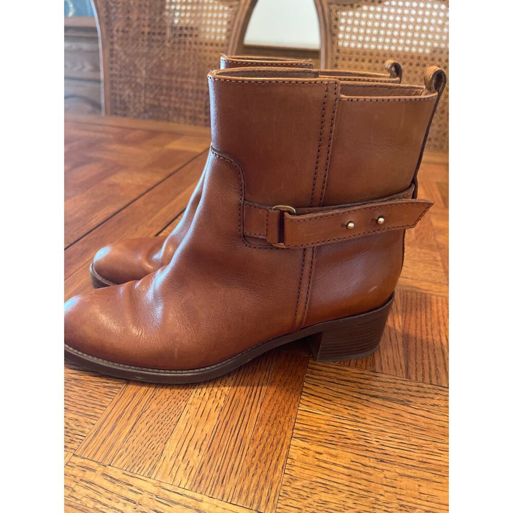 J Crew Parker Leather Moto Ankle Boots Booties Cognac size 8 - Picture 5 of 10